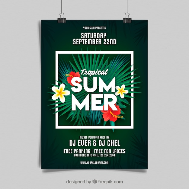 Summer Party Flyer Featuring Vibrant Plants – Free Download