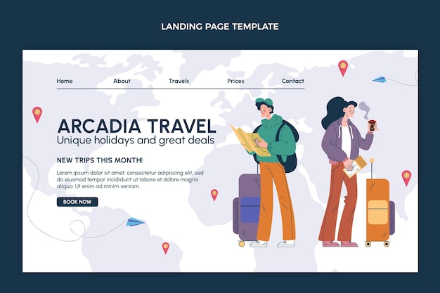 Flat Design Travel Landing Page Template – Free Download