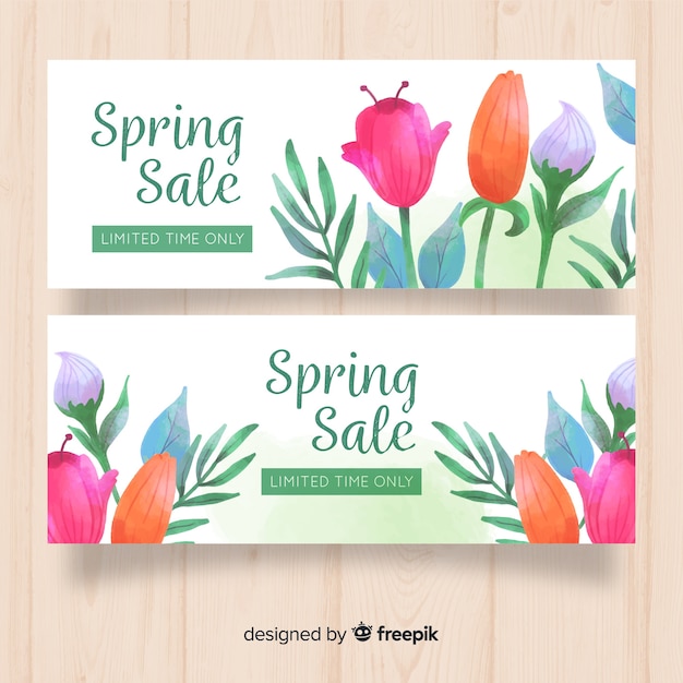 Watercolor Spring Sale Banner – Free Download