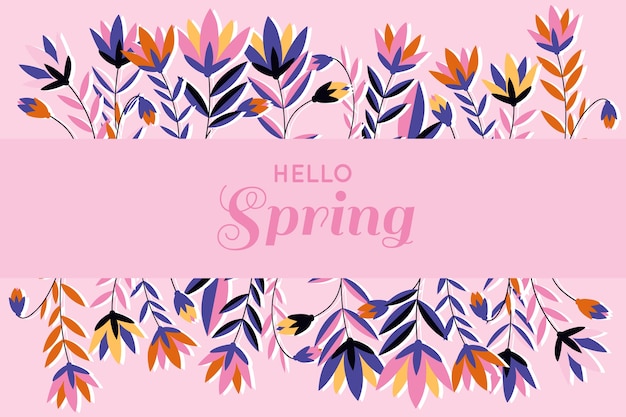 Flat Floral Spring Background – Free Download