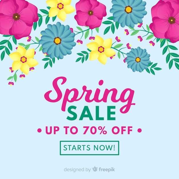 Spring Sale Background with Beautiful Flowers – Free Download