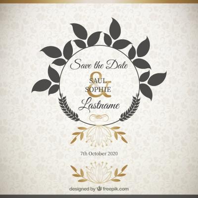 Elegant Wedding Invitation with Floral Ornaments – Free Download