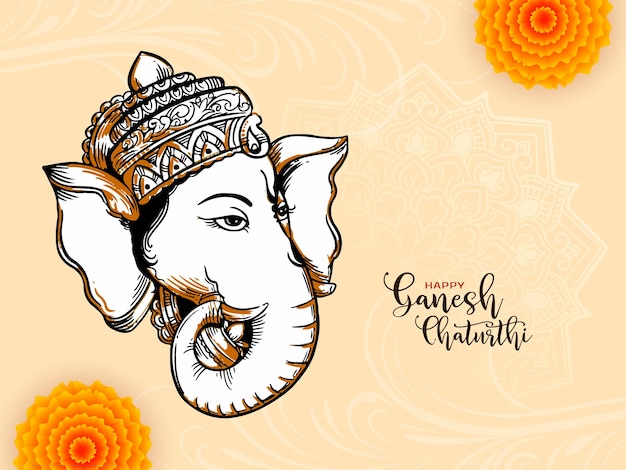 Beautiful Happy Ganesh Chaturthi Indian Festival Religious Background – Free Download