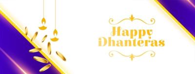 Lovely Happy Dhanteras Religious Banner Design with Golden Coin – Free Stock Photo Download