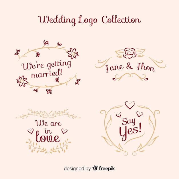 Hand Drawn Wedding Logo Collection – Free Download