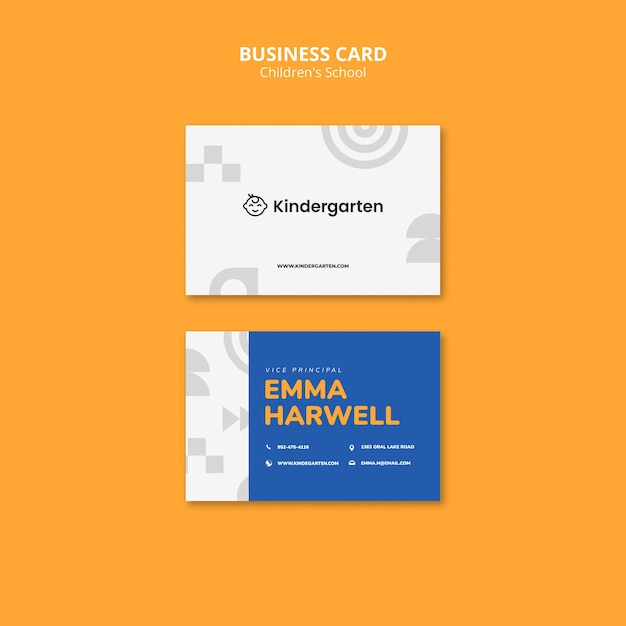 Children School Education Business Card Template for Free Download