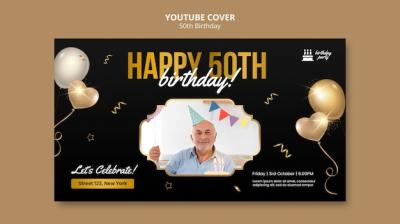 50th Birthday Celebration YouTube Cover Template – Free Download