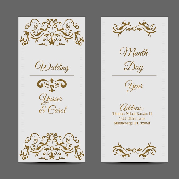 Elegant White Wedding Card Design with Golden Elements – Free Download