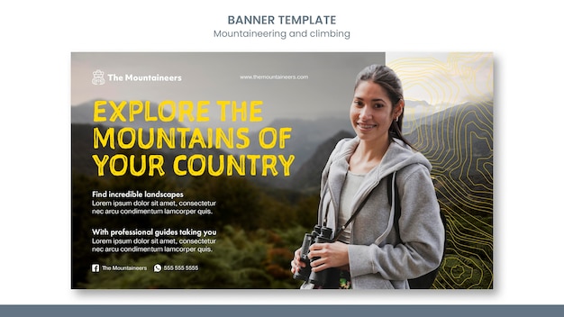 Mountaineering and Climbing Banner Design Template – Free to Download