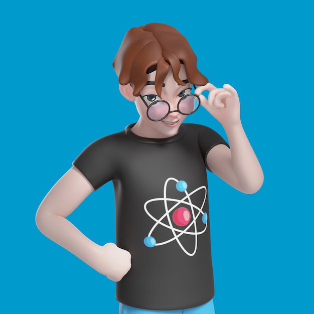 3D Illustration of Nerd Boy Posing – Free Download