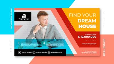 Horizontal Banner Template for Real Estate Company – Free Download