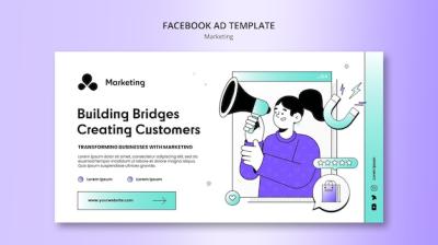 Flat Design Marketing Strategy Facebook Template – Free Download