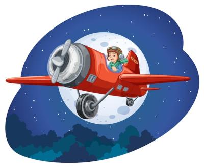 Happy Boy Riding a Plane at Night – Free Stock Photo for Download