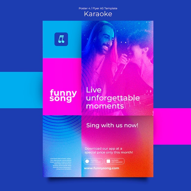 Gradient Karaoke Party Poster Template – Free Download