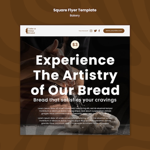 Flat Design Bakery Square Flyer Template – Free to Download