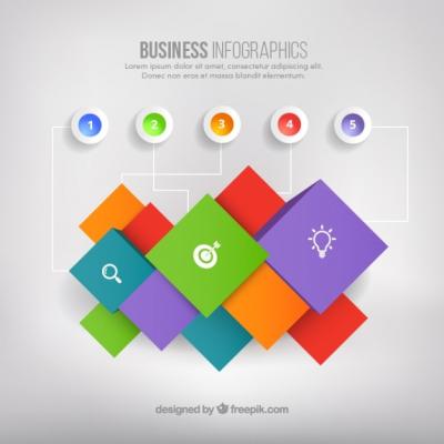 Colored Squares Business Infographics – Free Download