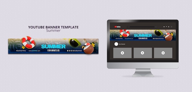 Summer Season YouTube Banner Template – Download Free Stock Photo