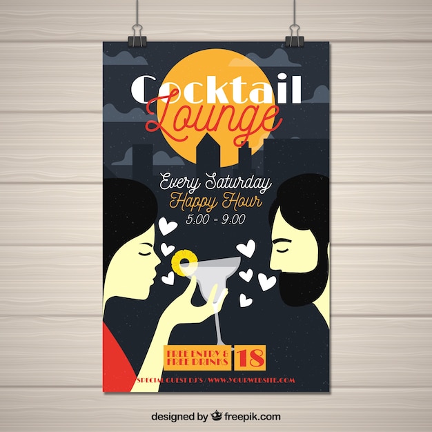 Cocktail Party Poster Featuring a Couple – Free Download