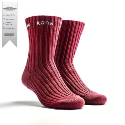 Maroon Ankle Socks with Ribbed Texture and Reinforced Heel – Free Stock Photo, Download for Free