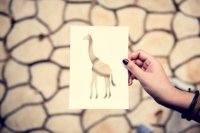 Hand Hold Giraffe Paper Carving with Cracked Background – Free Download