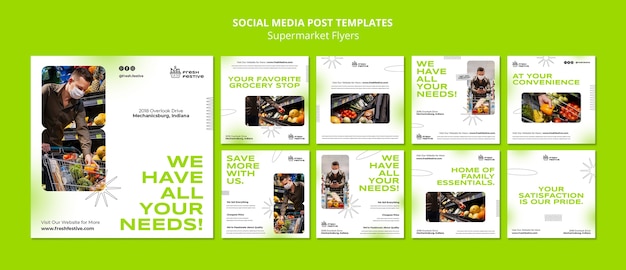 Supermarket Business Instagram Posts Collection – Free Download