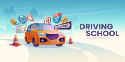 Driving School Background Vector Templates – Free Download