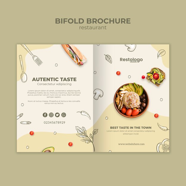 Bifold Brochure Template for Restaurant – Free Download