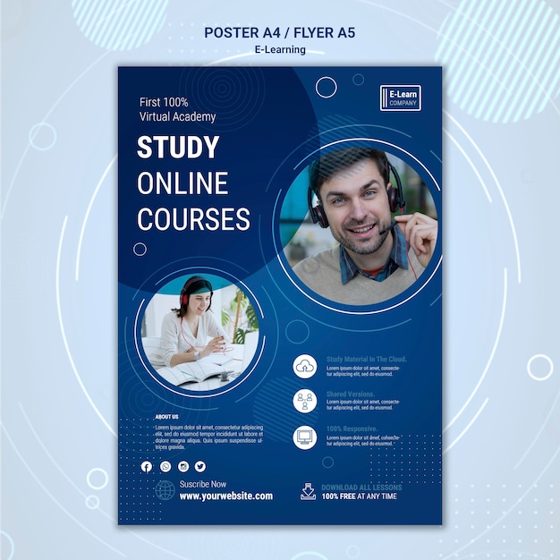 E-learning Concept Poster Template – Free Download