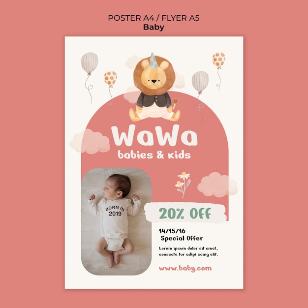 Hand Drawn Baby Items Poster Template – Free Download