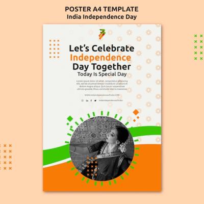 Vertical Poster Template for India Independence Day Celebration – Free Download