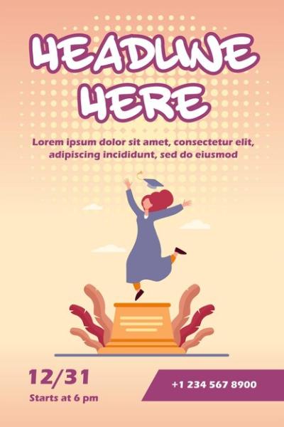 Graduation Celebration Flyer Template for Happy Female Students – Free Download