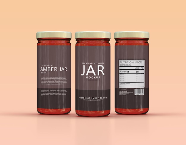 Amber Glass Jam Jar Full Label Mockup – Free Download