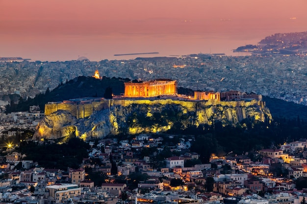 Scenic Panoramic View of Acropolis in Athens, Greece at Sunrise: Stunning Travel Background with Dramatic Sky – Free Download