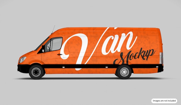 Orange Van Mockup – Download Free Stock Photo