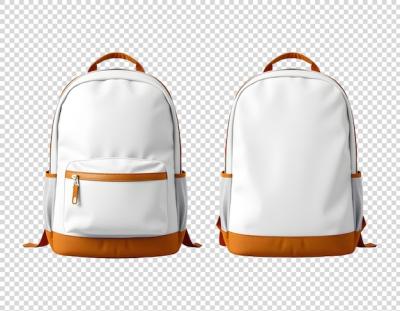 A White Backpack with a Brown Strap – Free Download