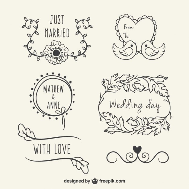 Floral Wedding Elements Set – Download Free Stock Photos