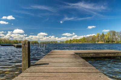 Wooden Dock on the Sea Under Sunlight and Blue Cloudy Sky – Free Download