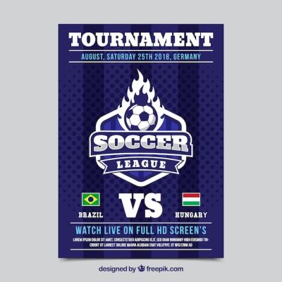 Soccer League Flyer Design in Flat Style – Free Download