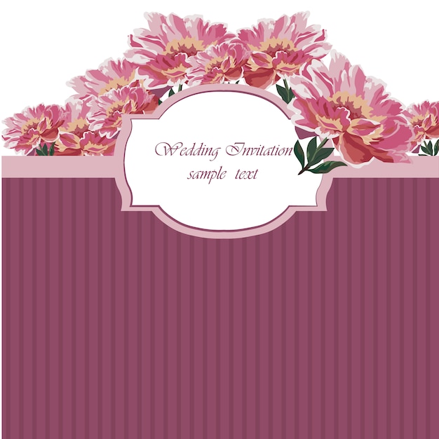 Dark Pink Striped Floral Wedding Invitation – Download Free Stock Photo