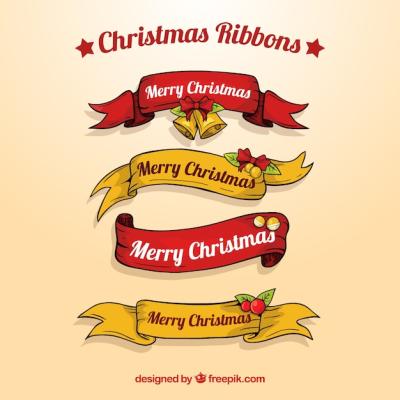 Vintage Hand-Drawn Christmas Ribbons – Free Stock Photos for Download