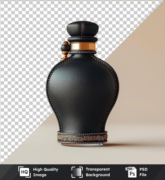 Black Leather Covered Bottle with Gold Band – Free Stock Photo for Download