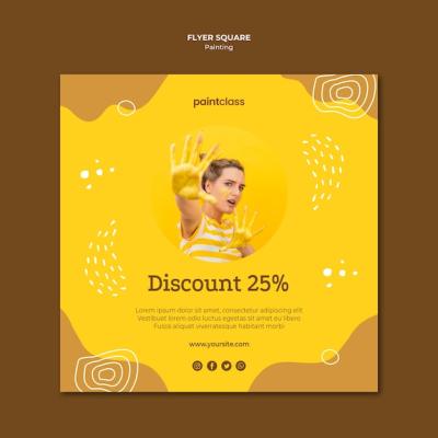 Painting Concept Square Flyer Template – Free to Download