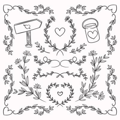 Hand Drawn Wedding Album Ornaments – Free Stock Photo, Download Free