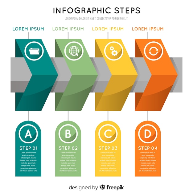 Flat Style Infographic Steps Concept – Free Download