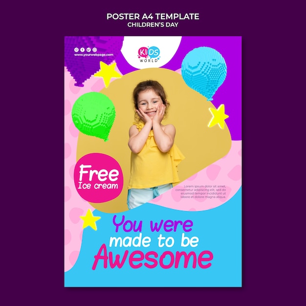 Colorful Children’s Day Print Template – Free Download