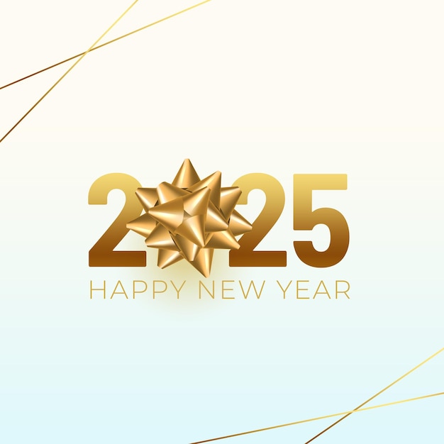 Joyful 2025 New Year Background Featuring Golden Snowflake – Free Download