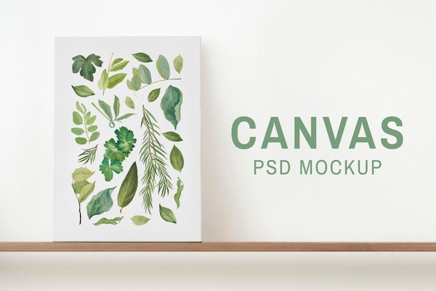 Canvas PSD Mockup on a Shelf – Free Download