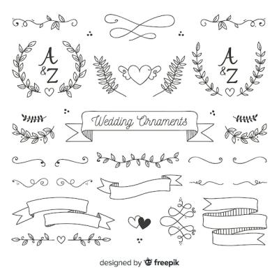 Minimalist Hand Drawn Wedding Ornament Set – Free Download