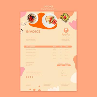 Brunch Restaurant Invoice Design – Free Download