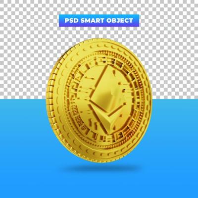 Golden Ethereum Digital Currency in Stunning 3D Rendering – Free Download